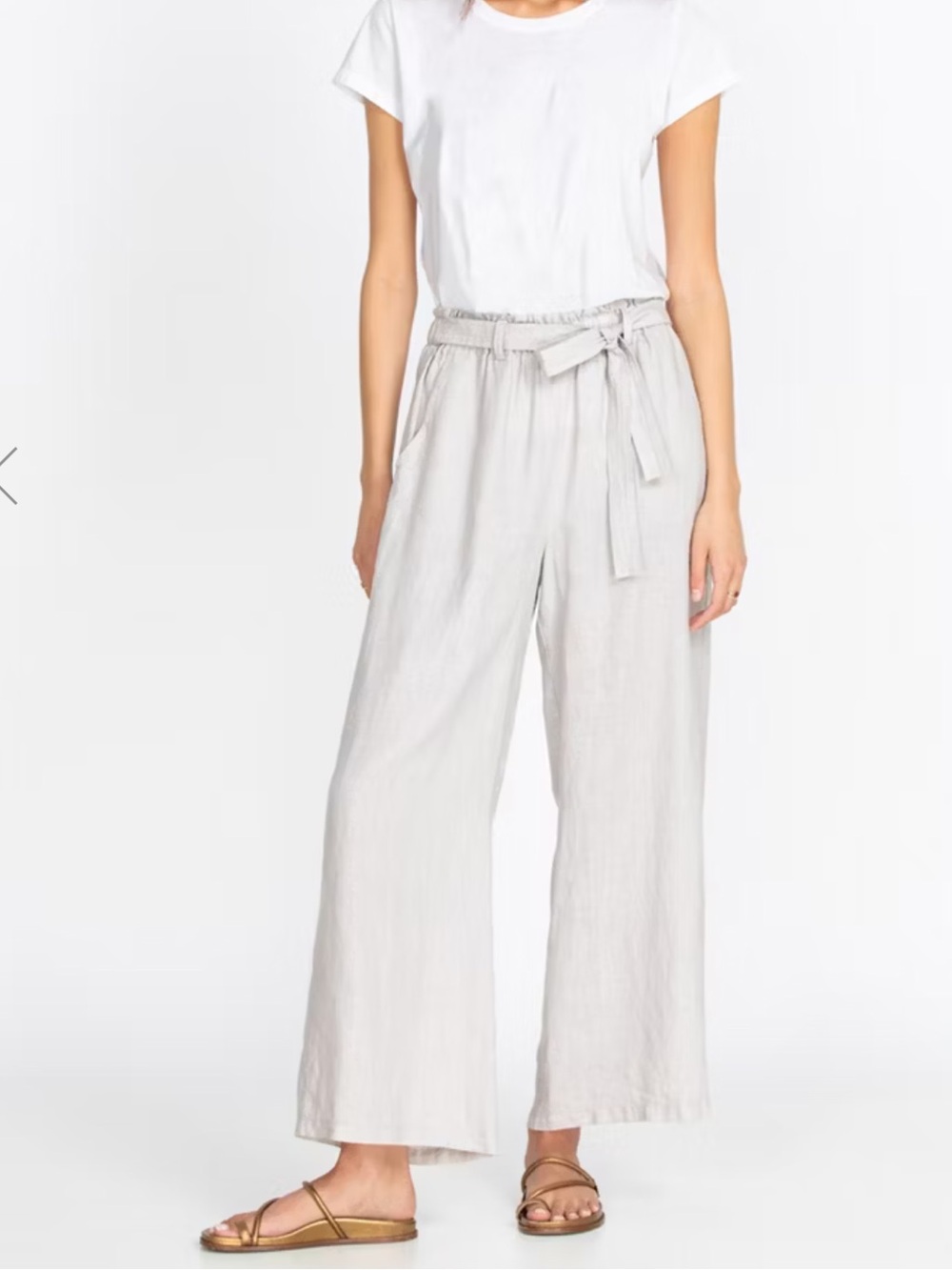 Johnny Was PaperBag White Linen Pants - Size Medium
